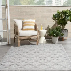 Kirkland's Home Silver Trellis Indoor/Outdoor Area Rug, 6X9- Outdoor Rugs