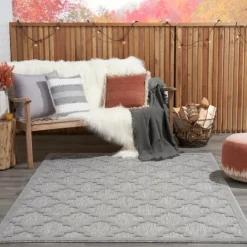 Kirkland's Home Silver Trellis Indoor/Outdoor Area Rug, 5X7- Outdoor Rugs