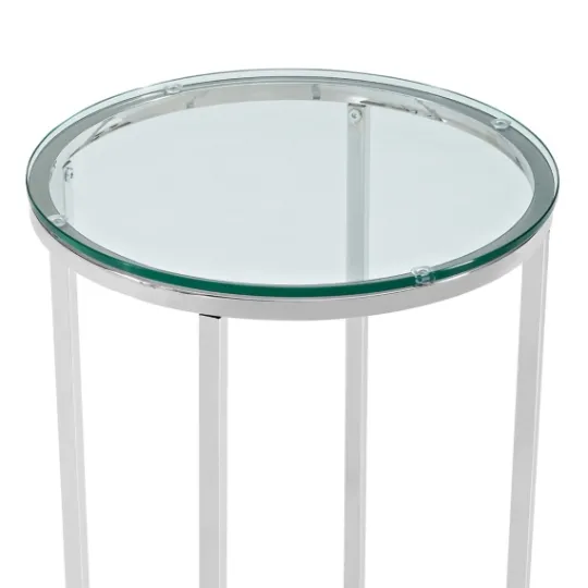 Kirkland's Home Silvery Glass Top X Base Round Accent Table- Accent & End Tables