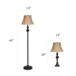 Kirkland's Home Simple Bronze Metal 3-Pc. Floor And Table Lamp Set- Table Lamps