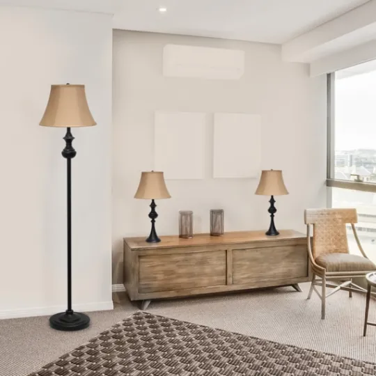 Kirkland's Home Simple Bronze Metal 3-Pc. Floor And Table Lamp Set- Table Lamps