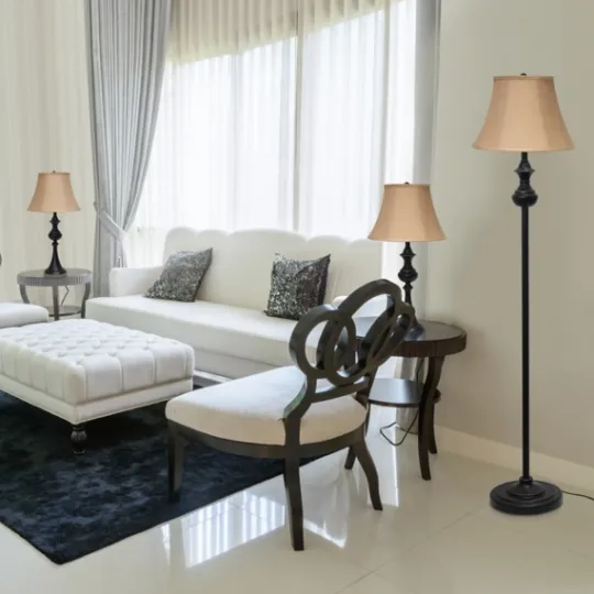 Kirkland's Home Simple Bronze Metal 3-Pc. Floor And Table Lamp Set- Table Lamps