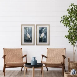 Kirkland's Home Simple Egret 2-Pc. Framed Wall Art Set- Framed Art