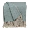 Kirkland's Home Sky Blue Chevron Cotton Handloomed Tassel Throw- Blankets & Throws