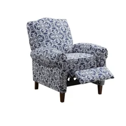 Kirkland's Home Sky Blue Fretwork Upholstered High Back Recliner- Accent Chairs