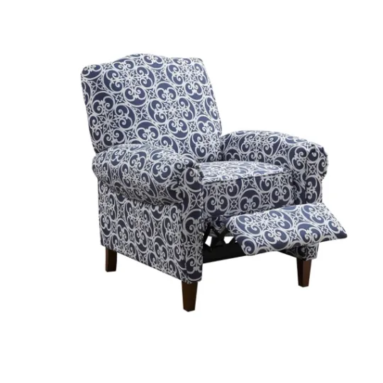 Kirkland's Home Sky Blue Fretwork Upholstered High Back Recliner- Accent Chairs