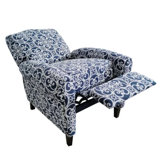Kirkland's Home Sky Blue Fretwork Upholstered High Back Recliner- Accent Chairs