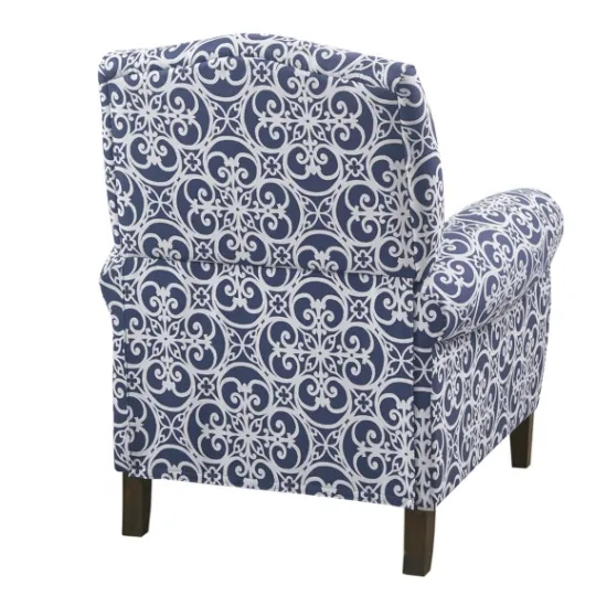 Kirkland's Home Sky Blue Fretwork Upholstered High Back Recliner- Accent Chairs
