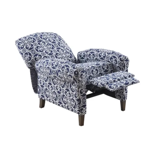 Kirkland's Home Sky Blue Fretwork Upholstered High Back Recliner- Accent Chairs