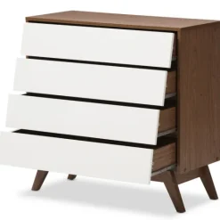 Kirkland's Home Slant Two-Tone Walnut 4-Drawer Chest- Dressers & Chests