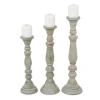 Kirkland's Home Slate Rustic Mango Wood 3-Pc. Candle Holder Set- Candle Holders