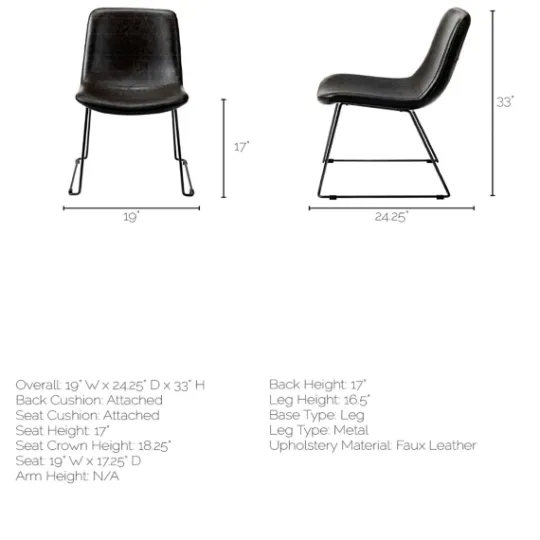 Kirkland's Home Slate Vegan Leather Bucket Dining Chairs, Set Of 2- Dining Chairs