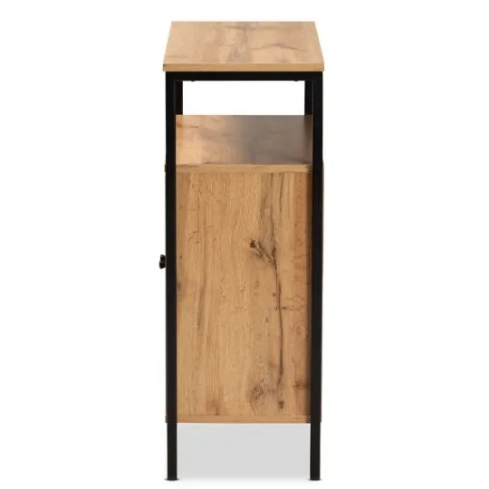 Kirkland's Home Slatted Oak Wood Cabinet- Entryway Furniture