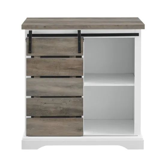 Kirkland's Home Slatted Sliding Barn Door White And Cabinet- Cabinets & Sideboards