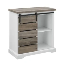 Kirkland's Home Slatted Sliding Barn Door White And Cabinet- Cabinets & Sideboards