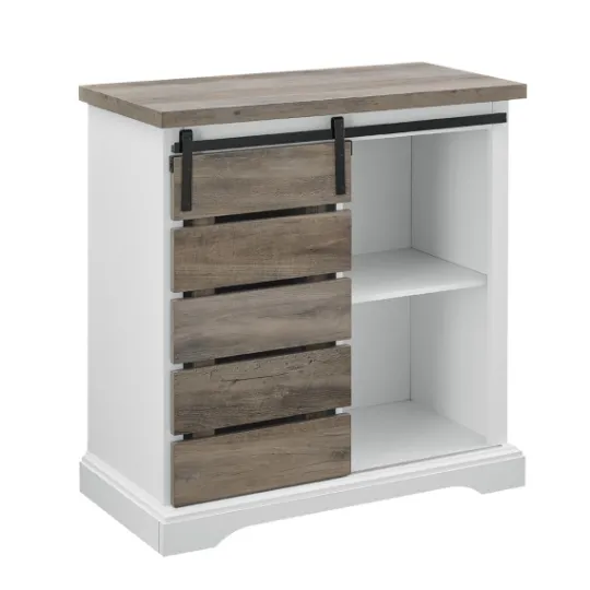 Kirkland's Home Slatted Sliding Barn Door White And Cabinet- Cabinets & Sideboards