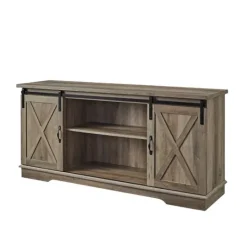 Kirkland's Home Sliding Barn Door Open Shelf Wash Tv Stand- Tv Stands & Media Consoles