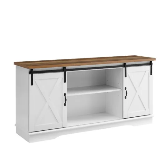 Kirkland's Home Sliding Door Rustic Oak Top Tv Stand- Tv Stands & Media Consoles