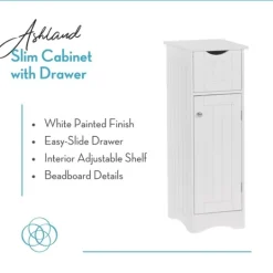 Kirkland's Home Slim Single Door Cabinet With Drawer- Bathroom Furniture