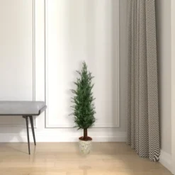 Kirkland's Home Small Cedar Tree In Mossy White Planter, 36 In.- Trees & Topiaries