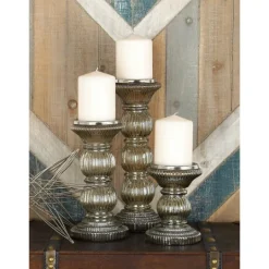 Kirkland's Home Smoke Glass Pillar Candle Holders, Set Of 3- Candle Holders