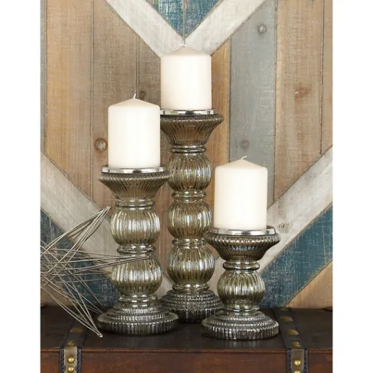 Kirkland's Home Smoke Glass Pillar Candle Holders, Set Of 3- Candle Holders