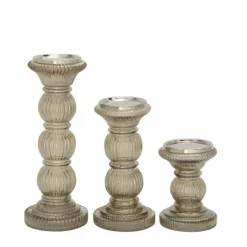 Kirkland's Home Smoke Glass Pillar Candle Holders, Set Of 3- Candle Holders