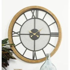 Kirkland's Home Smoke Gray Vintage Matte Mesh Wall Clock- Clocks
