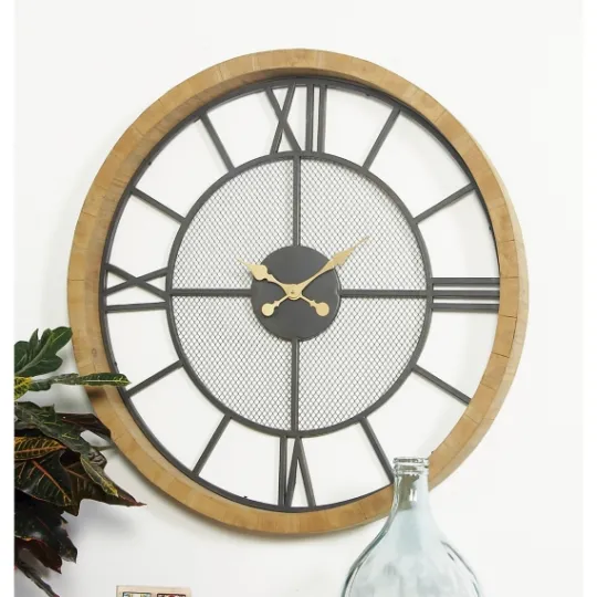 Kirkland's Home Smoke Gray Vintage Matte Mesh Wall Clock- Clocks