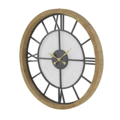Kirkland's Home Smoke Gray Vintage Matte Mesh Wall Clock- Clocks