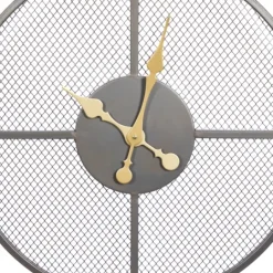 Kirkland's Home Smoke Gray Vintage Matte Mesh Wall Clock- Clocks