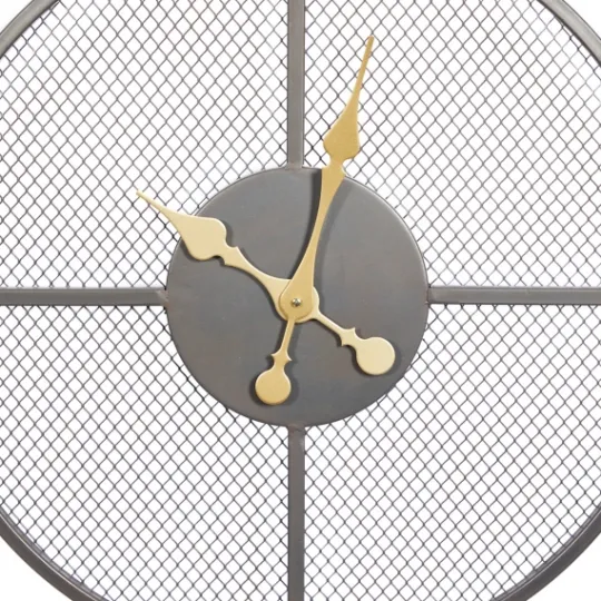 Kirkland's Home Smoke Gray Vintage Matte Mesh Wall Clock- Clocks