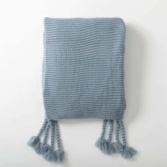Kirkland's Home Smoke Spring Knit Throw Blanket- Blankets & Throws