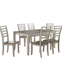 Kirkland's Home Smoked Alabaster And Honey Wood 7-Pc. Dining Set- Dining Sets