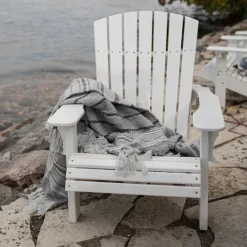 Kirkland's Home Smokey Gray Fringe Stripe Outdoor Throw Blanket- Blankets & Throws