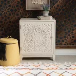 Kirkland's Home Smokey Resin Medallion Door Cabinet- Cabinets & Sideboards