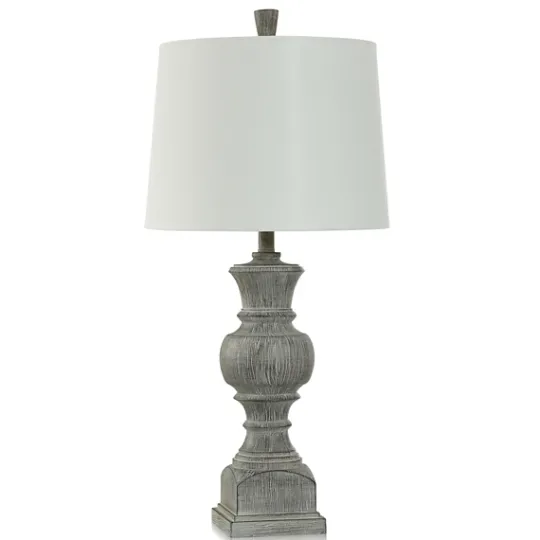 Kirkland's Home Smokey Slate Gray Baluster Grain Table Lamp- Table Lamps