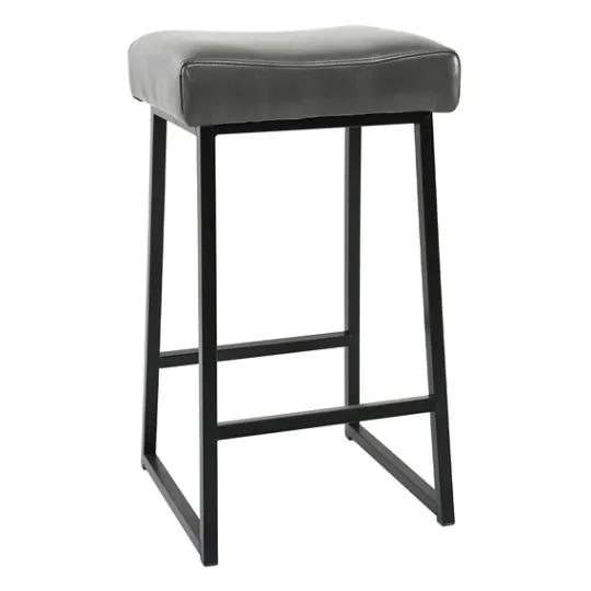 Kirkland's Home Smokey Vegan Leather Counter Stools, Set Of 2- Bar Stools & Counter Height Stools