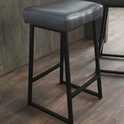 Kirkland's Home Smokey Vegan Leather Counter Stools, Set Of 2- Bar Stools & Counter Height Stools
