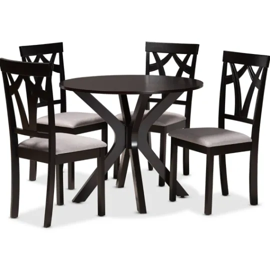 Kirkland's Home Smoky Gray Upholstered Swoop Back 5-Pc. Dining Set- Dining Tables