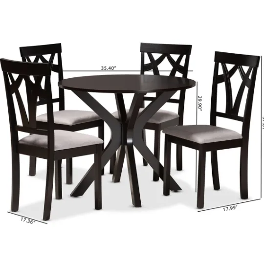 Kirkland's Home Smoky Gray Upholstered Swoop Back 5-Pc. Dining Set- Dining Tables