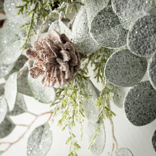 Kirkland's Home Snow Dusted Eucalyptus And Pinecone Wreath- Wreaths