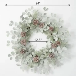 Kirkland's Home Snow Dusted Eucalyptus And Pinecone Wreath- Wreaths
