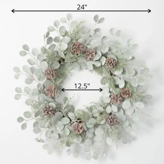 Kirkland's Home Snow Dusted Eucalyptus And Pinecone Wreath- Wreaths