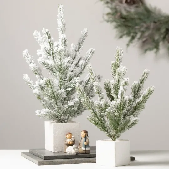 Kirkland's Home Snowy Pine White Potted Christmas Trees, Set Of 3- Arrangements & Greenery