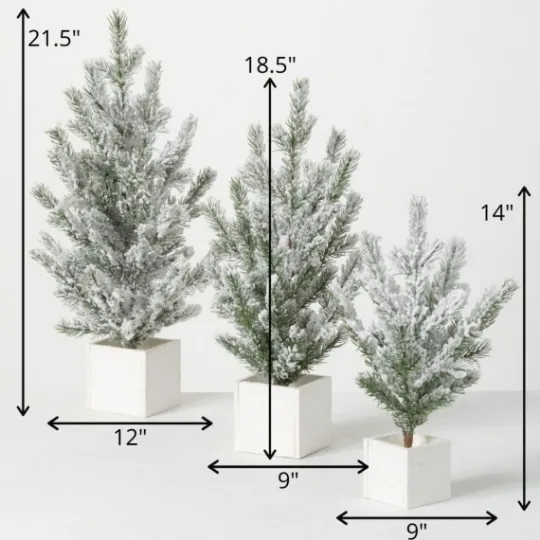 Kirkland's Home Snowy Pine White Potted Christmas Trees, Set Of 3- Arrangements & Greenery