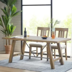 Kirkland's Home Sofia Wooden Dining Table With Metal Bars- Dining Tables