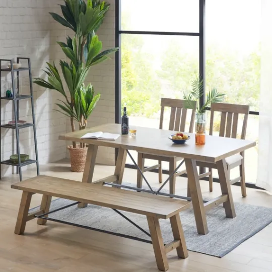Kirkland's Home Sofia Wooden Dining Table With Metal Bars- Dining Tables