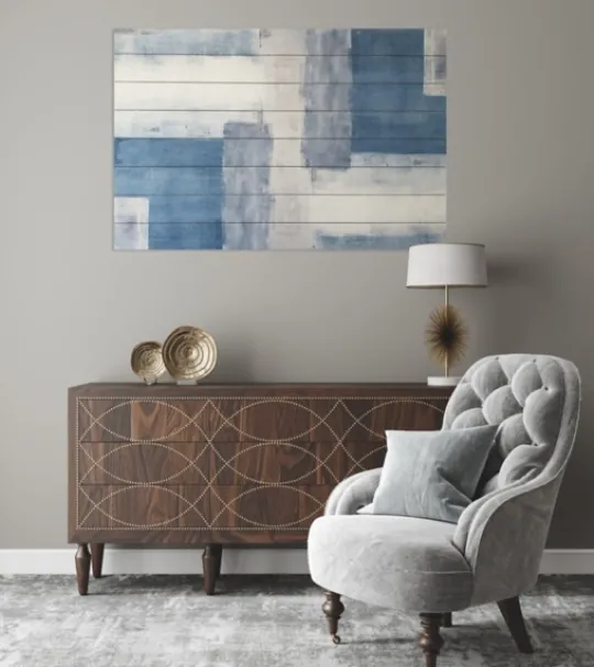 Kirkland's Home Soft Blue Abstract Wood Wall Plaque- Wall Plaques