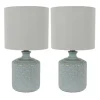 Kirkland's Home Soft Blue Embossed Ceramic Table Lamps, Set Of 2- Table Lamps